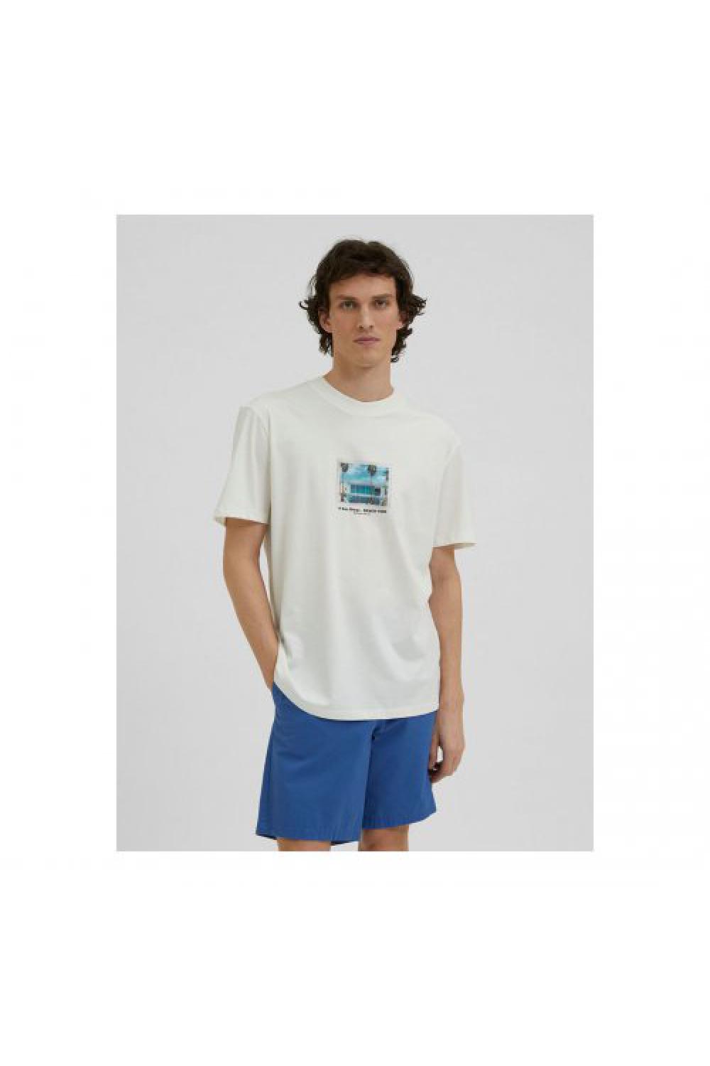 SELECTED T-shirt Slhrelaxdenton O-neck Unisex - Egret (16083430)