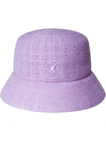 KANGOL The Kangol Bermuda is an update of the legendary bucket hat that has been sported by famous rappers during the golden era of the 80s...remember Kool Keith, LL Cool J, Slick Rick and other flamboyant guys with outstanding microphone skills. The iconic Kangol Bermuda Bucket Hat is equipped with a terry cloth-inspired texture as well as basic features such as the unique bell-like shape, a moisture-absorbing sweatband at the interior, and the famous Kangol kangaroo logo embroidered at wearer's left. 45% modacrylic, 40% acrylic, 15% nylon; headband: 100% nylon.