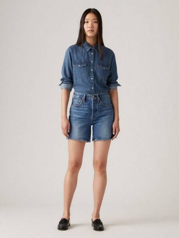 LEVIS LEVIS 501 MID THIGH SHORT MED INDIGO - WORN IN