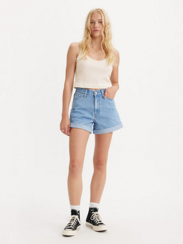 LEVIS LEVIS ROLLED 80S MOM SHORTS MED INDIGO - FLAT FINISH