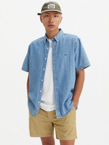 LEVIS LEVI'S SS AUTHENTIC BUTTON DOWN MED INDIGO - FLAT FINISH